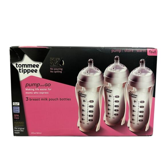 Tommee Tippee Breast Milk Pouch Bottles Starter Set Extra Slow Flow Lot of 2 - Picture 2 of 5